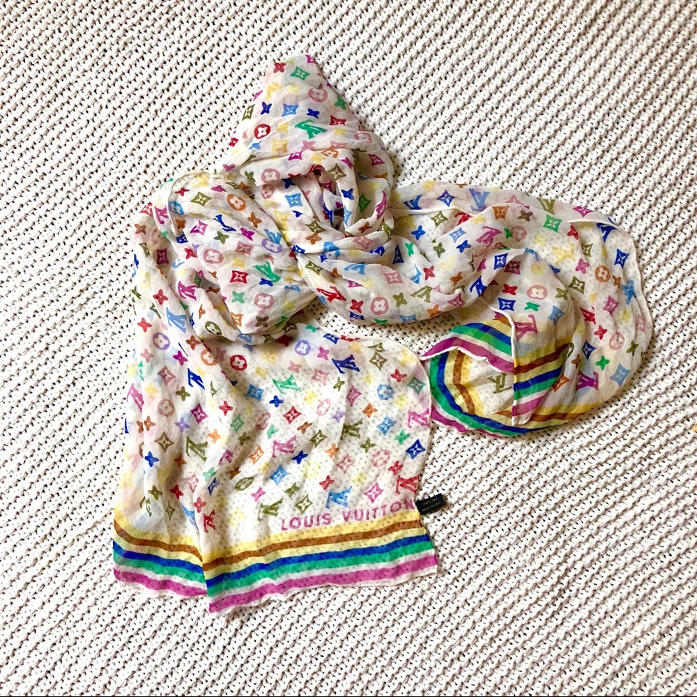 Louis Vuitton Multicolor Monogram Scarf Silk